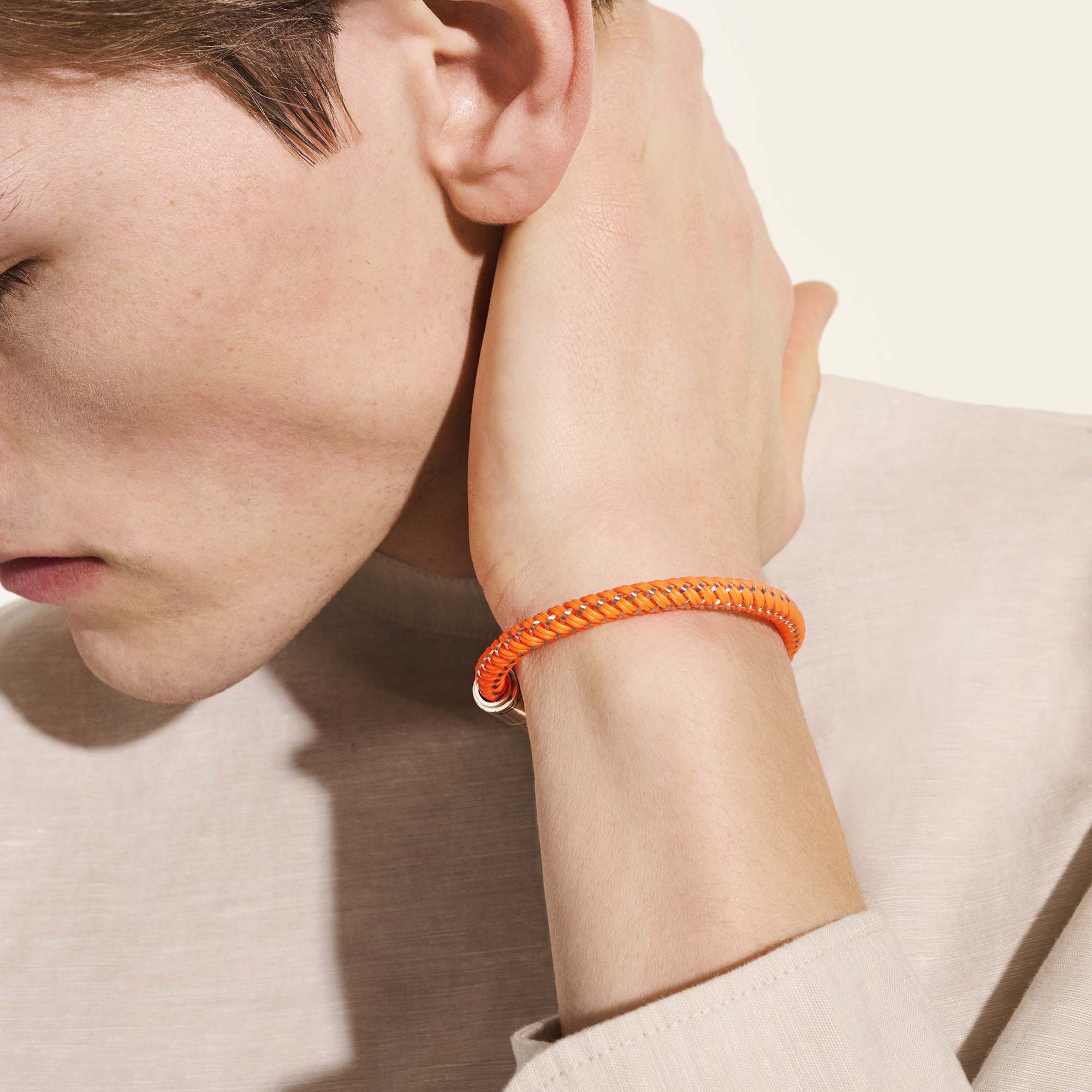 John Hardy Stainless Steel and Orange Rubber Cord Bracelet, 6mm