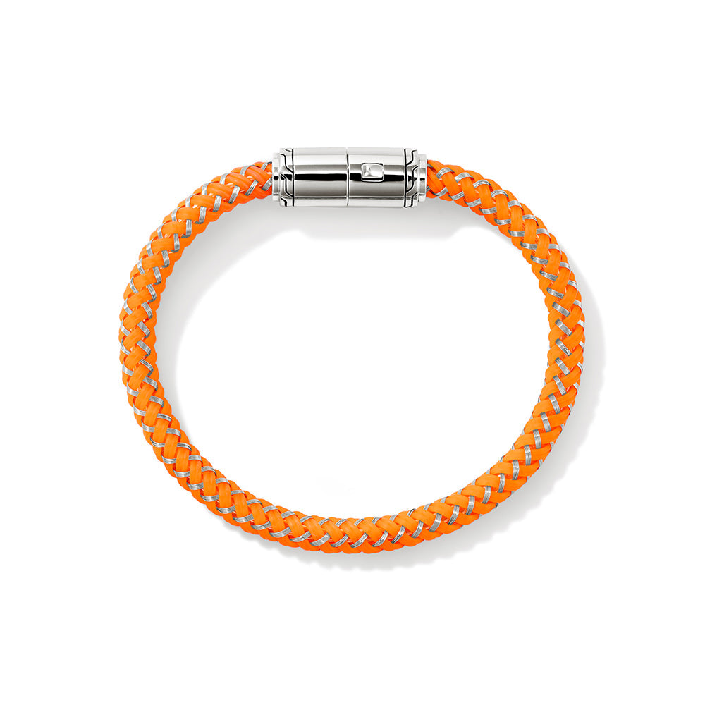 John Hardy Stainless Steel and Orange Rubber Cord Bracelet, 6mm