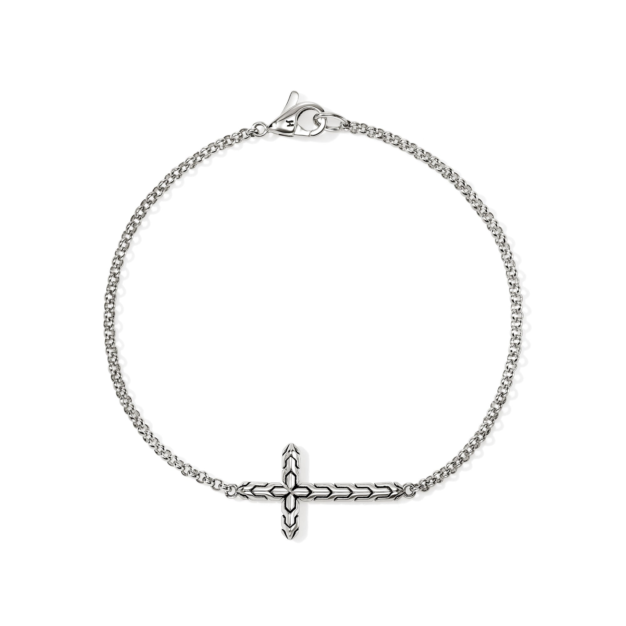 John Hardy Sterling Silver Essentials Mini Rolo Chain Cross Bracelet