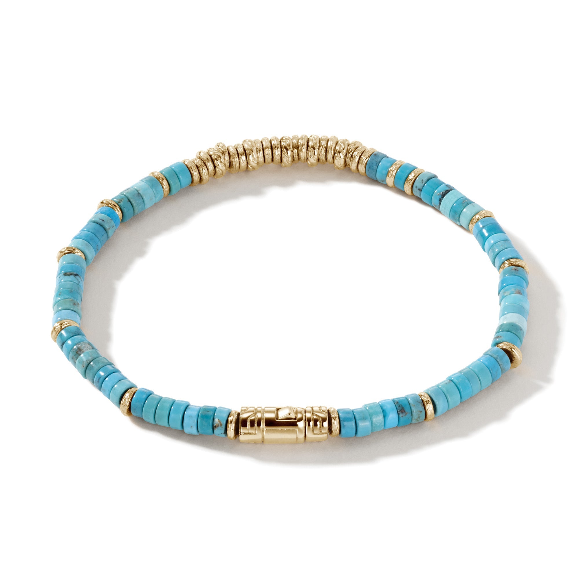 Back view of the John Hardy 14K gold Heishi turquoise bracelet