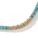 Close-up of turquoise and reclaimed gold Heishi beads