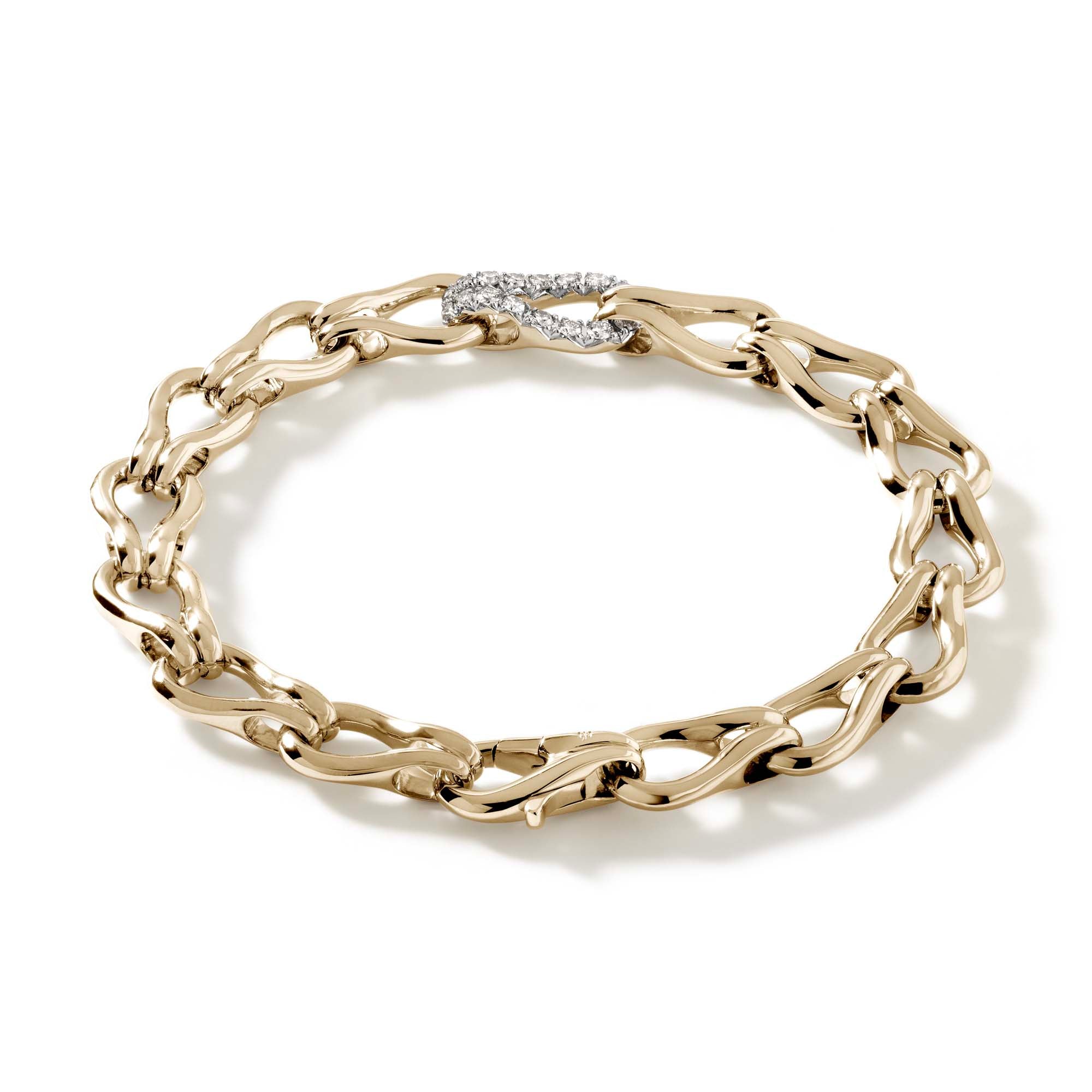 John Hardy 14K Yellow Gold Surf Bracelet with Diamonds