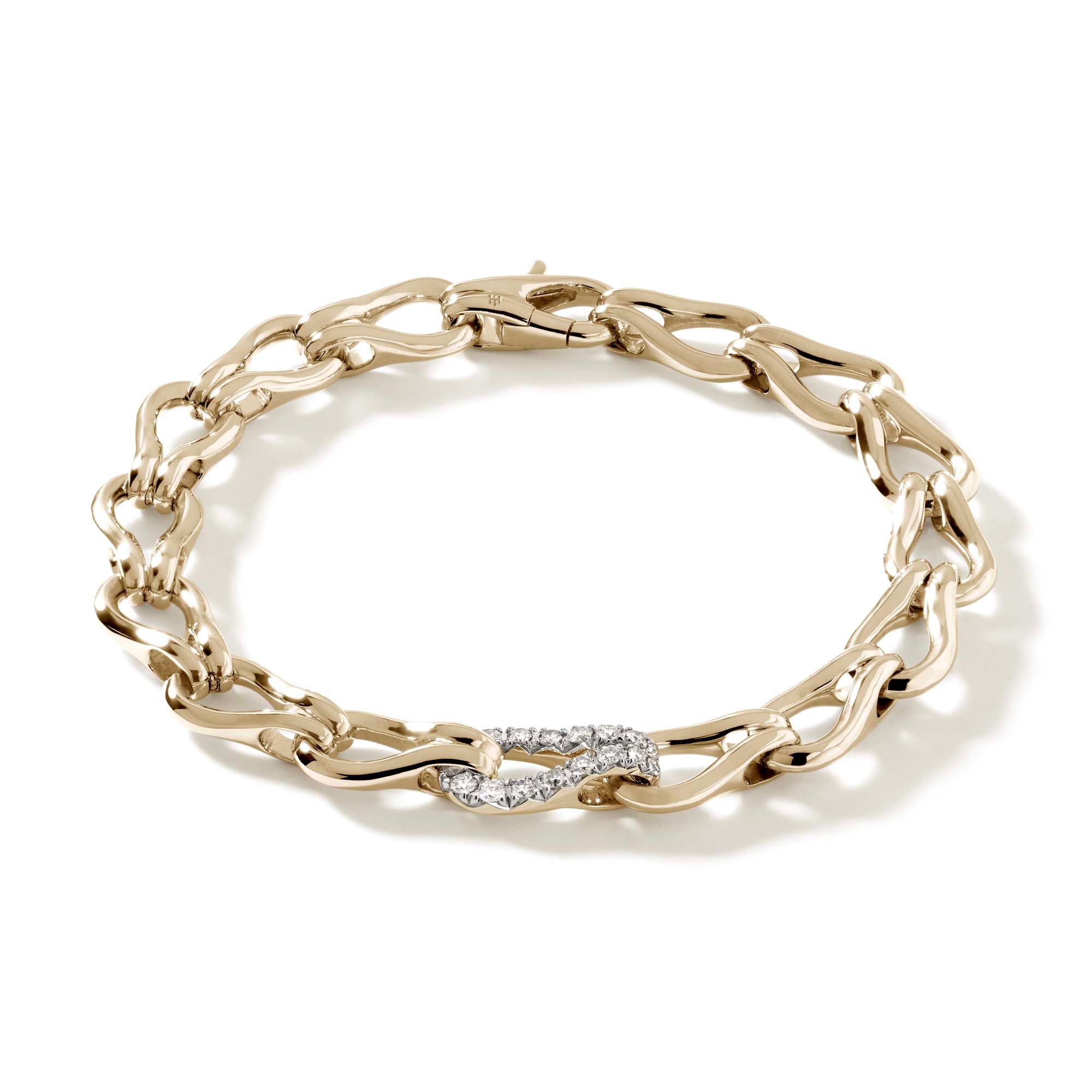 John Hardy 14K Yellow Gold Surf Bracelet with Diamonds