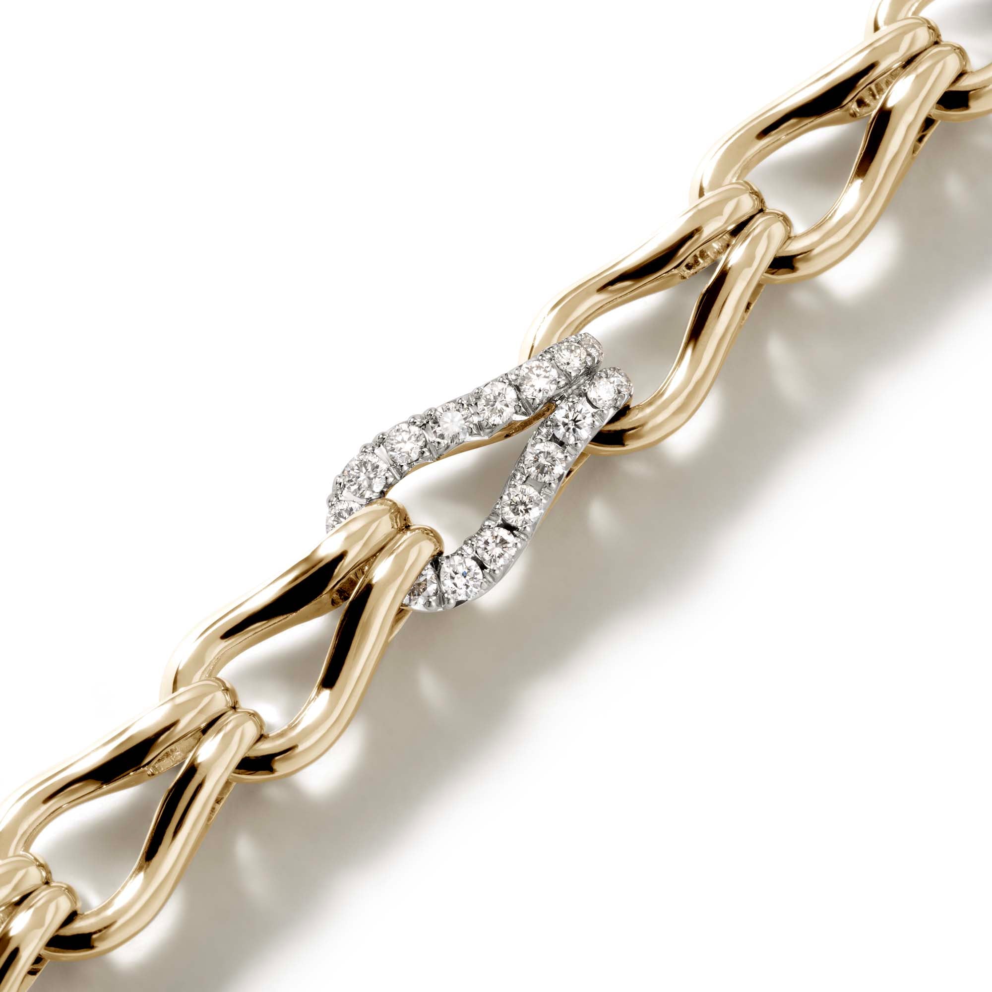 John Hardy 14K Yellow Gold Surf Bracelet with Diamonds