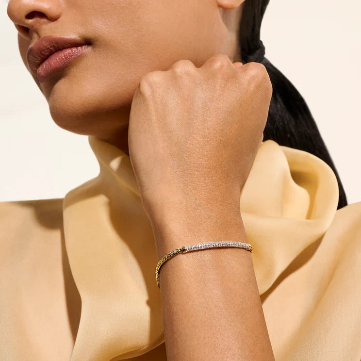 Yellow Gold Chain and Pave Diamond Bracelet