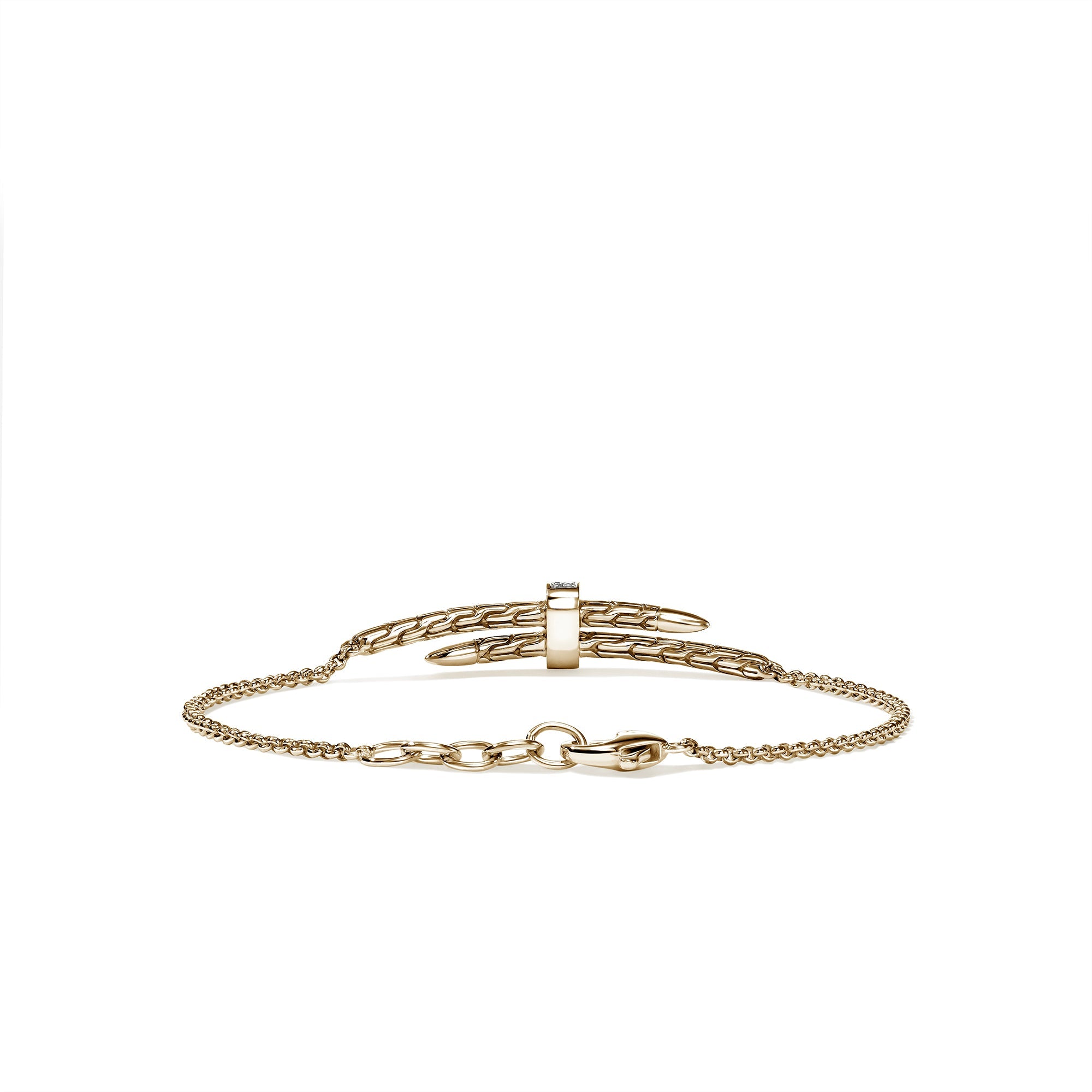John Hardy 14K Yellow Gold Spear Station Bracelet with Diamonds