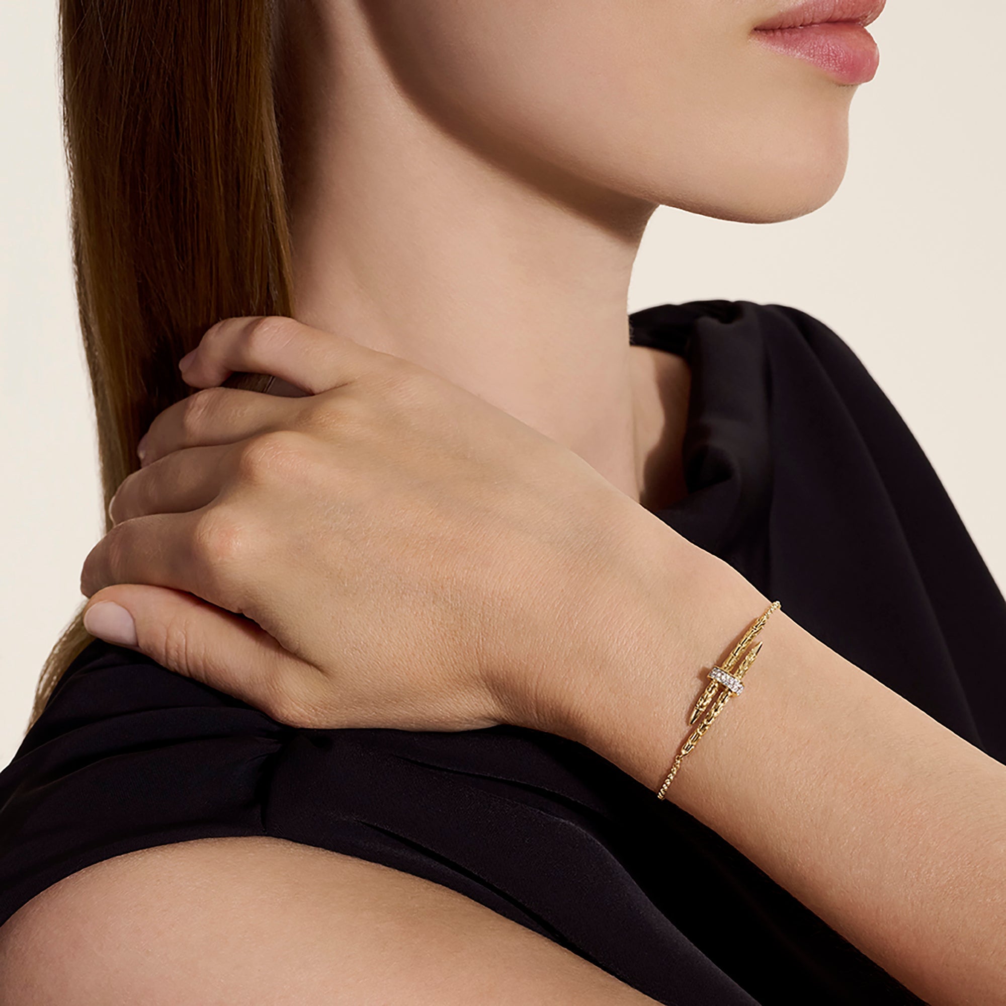 John Hardy 14K Yellow Gold Spear Station Bracelet with Diamonds