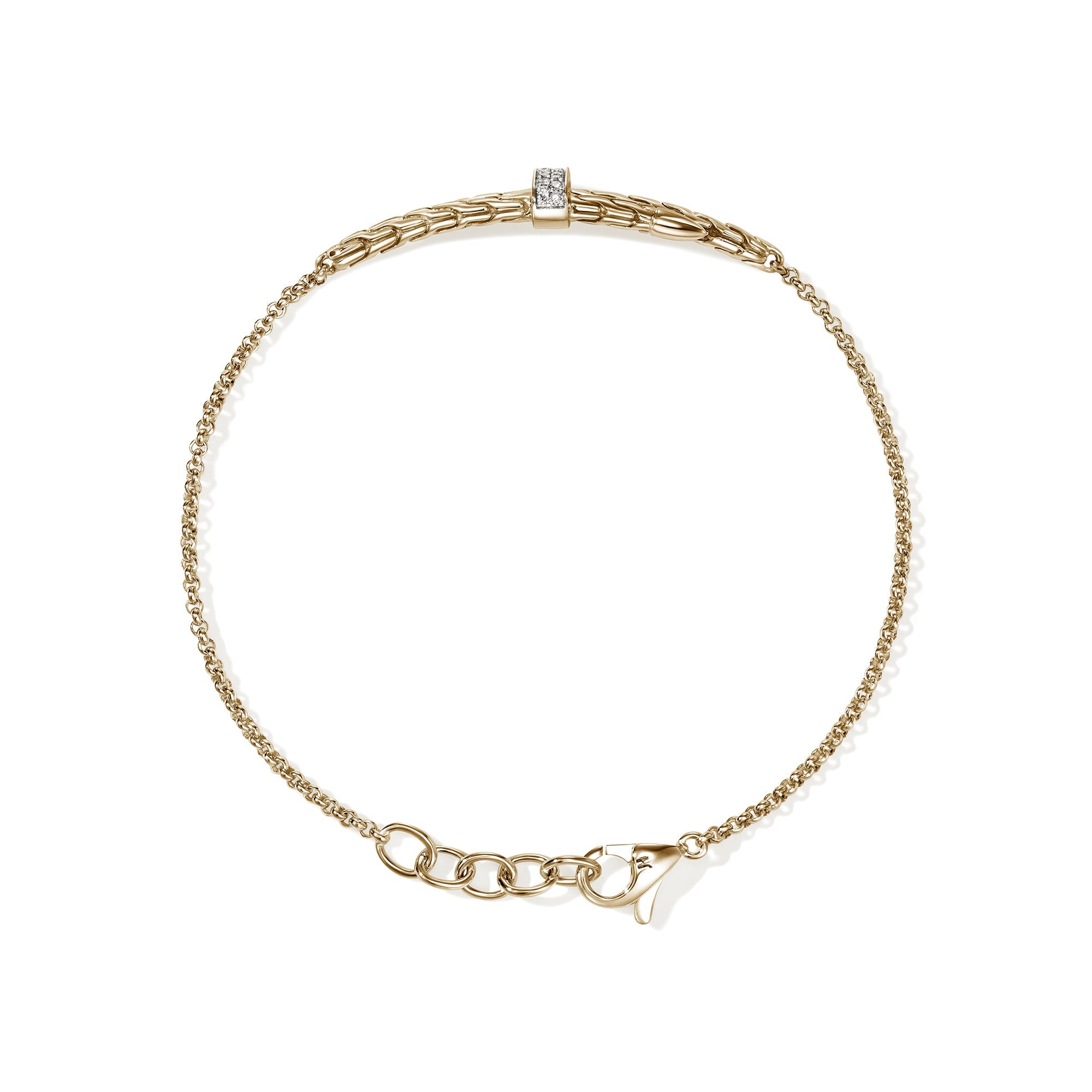 John Hardy 14K Yellow Gold Spear Station Bracelet with Diamonds