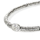 Close-up of the lab grown diamond and sterling silver Heishi beads