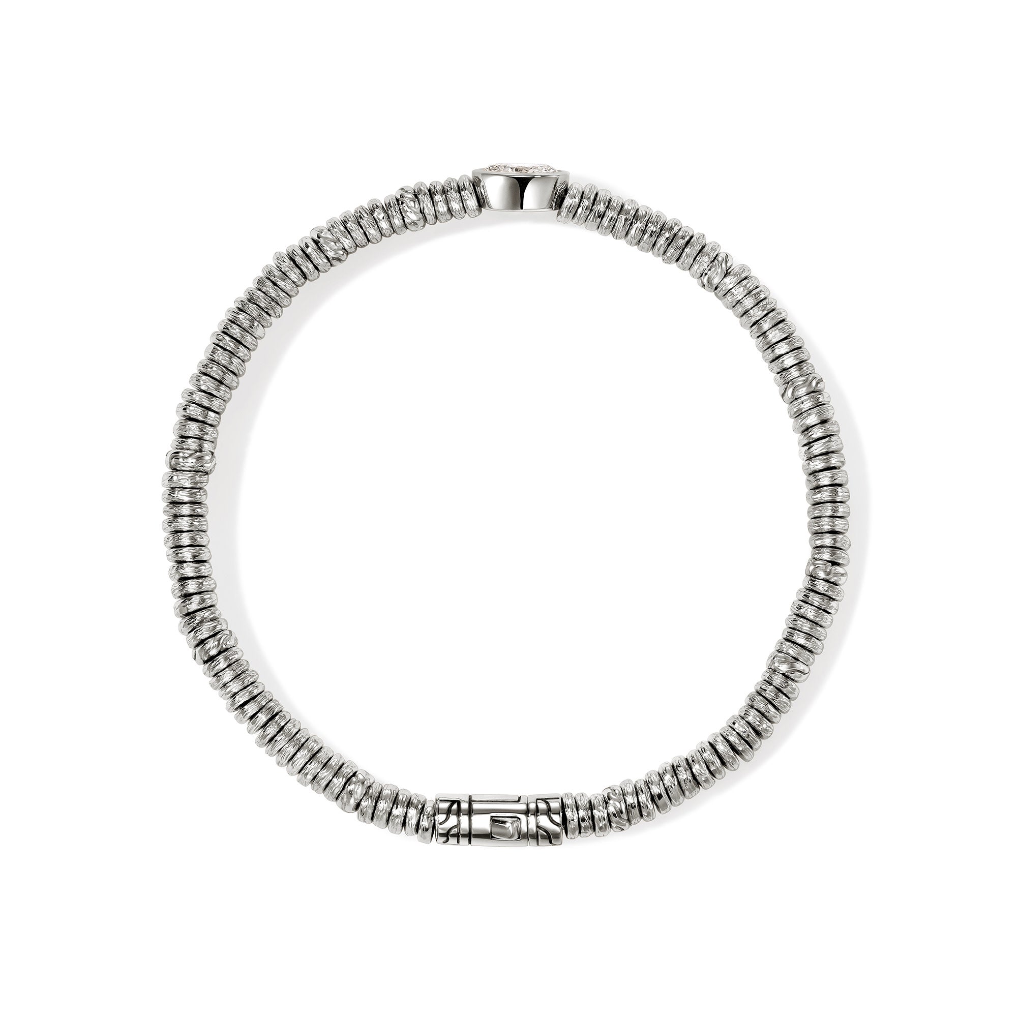 Overhead view of the John Hardy Lovestruck Heishi bracelet