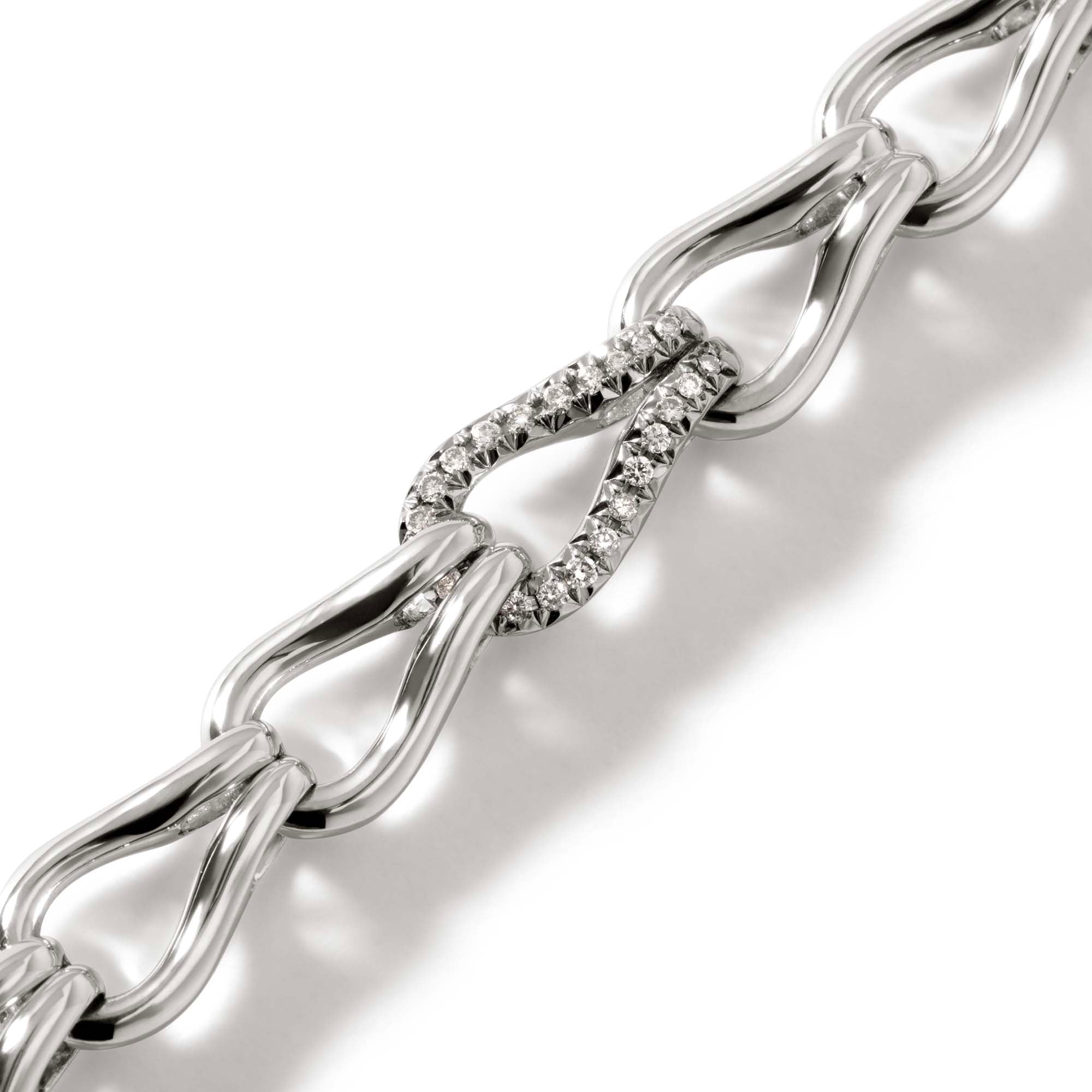 John Hardy Sterling Silver Surf Link Bracelet with Diamonds