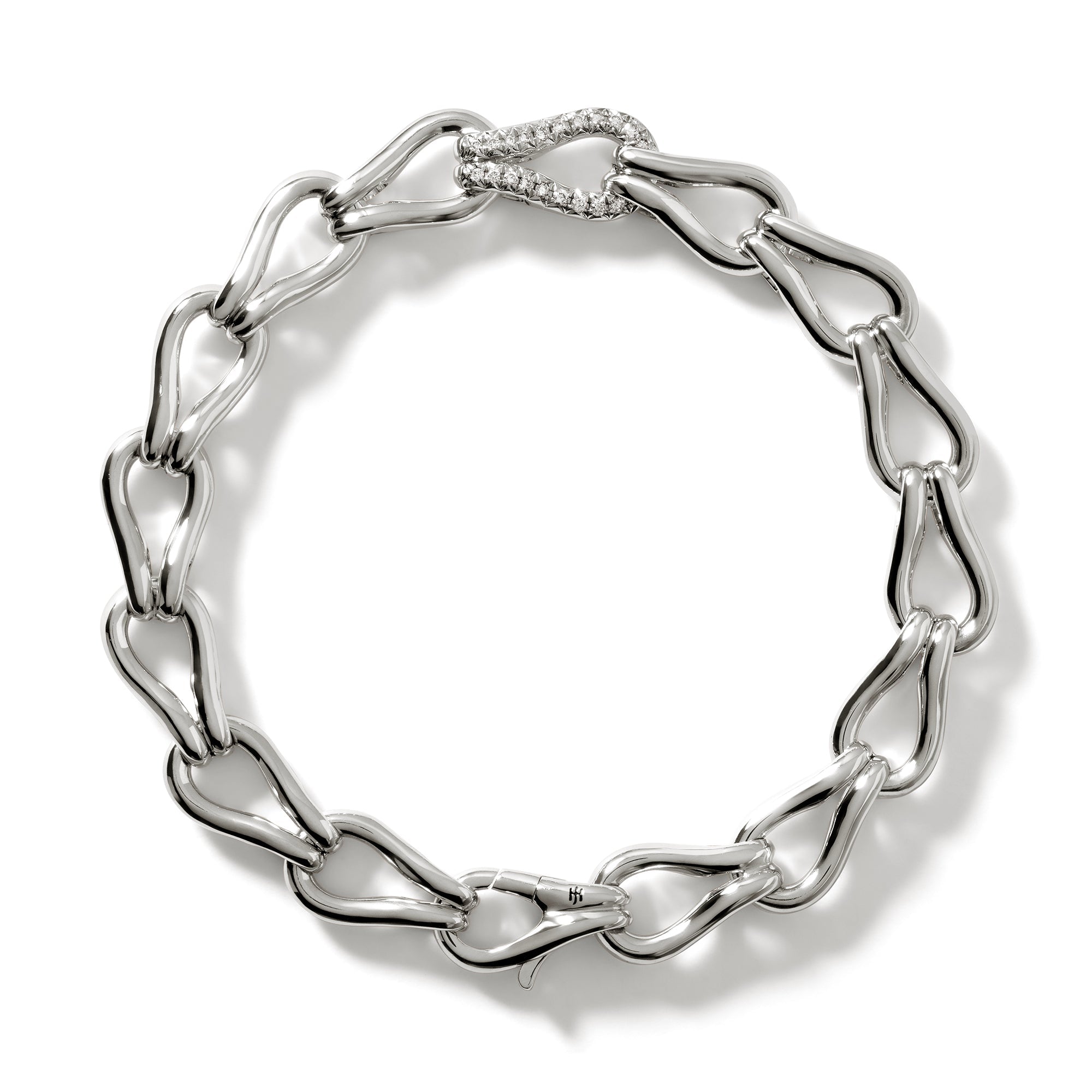 John Hardy Sterling Silver Surf Link Bracelet with Diamonds
