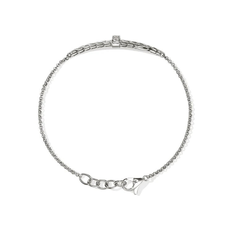 Sterling Silver Diamond Station Spear Bracelet