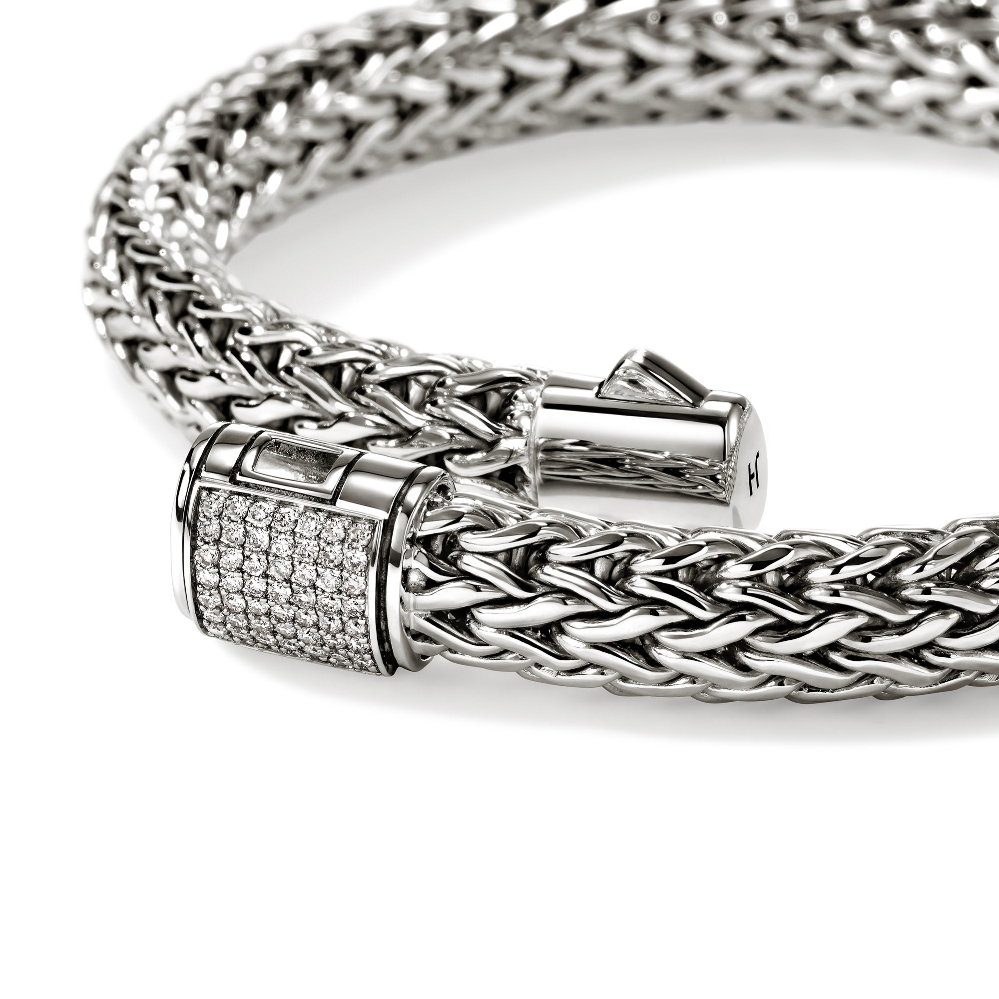 John Hardy Sterling Silver Icon Bracelet with Pave Diamonds, 7.5mm
