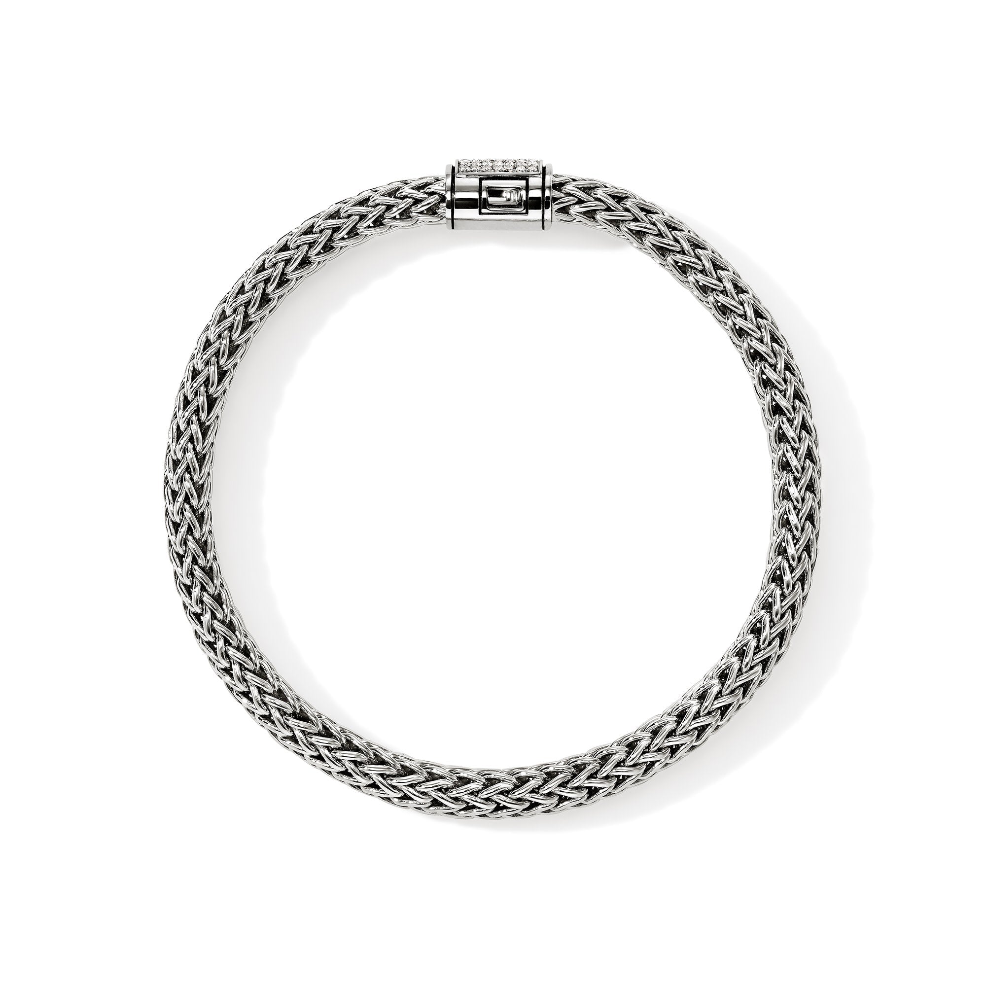 John Hardy Sterling Silver Icon Bracelet with Pave Diamonds, 7.5mm