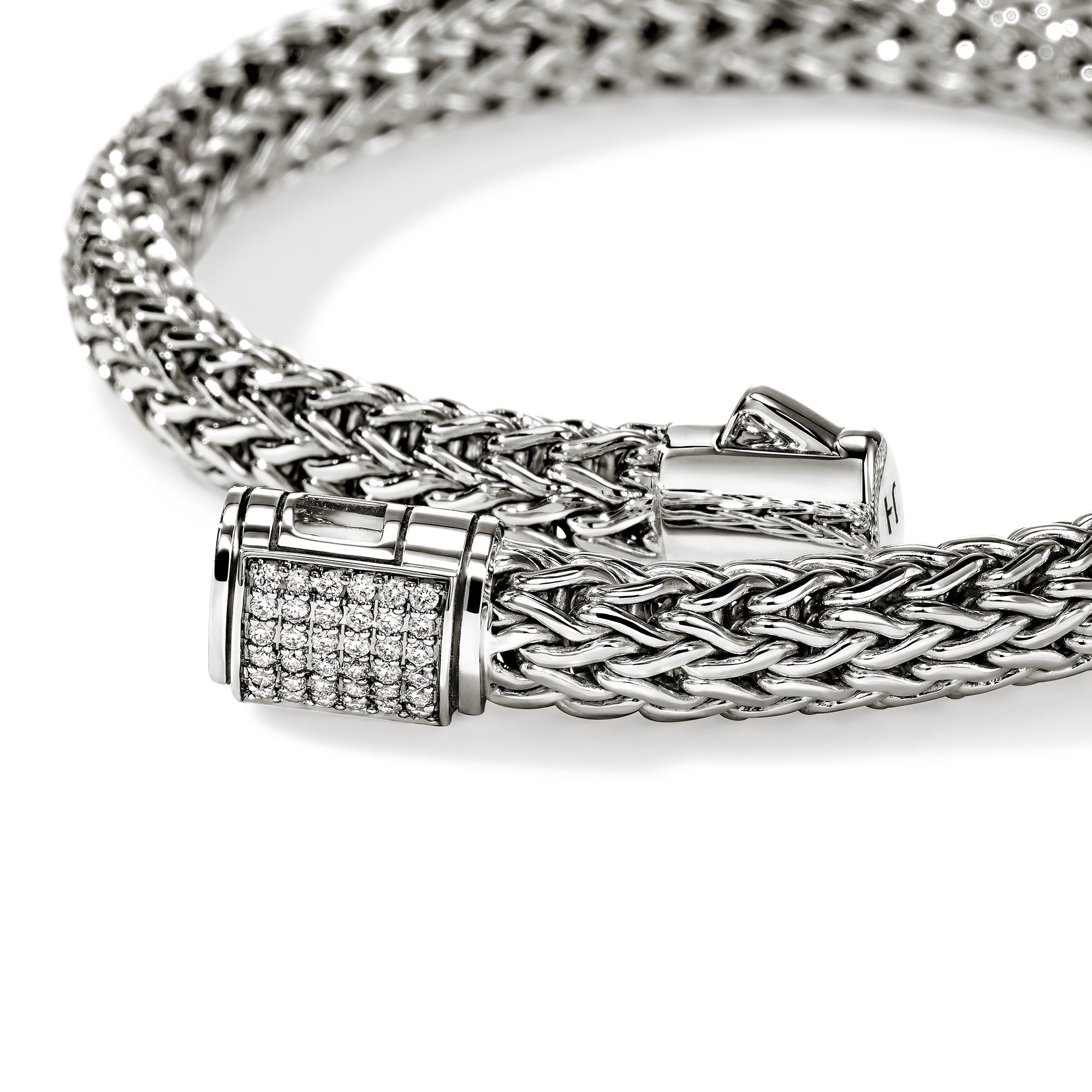 John Hardy Sterling Silver Icon Bracelet with Pave Diamonds, 6.5mm
