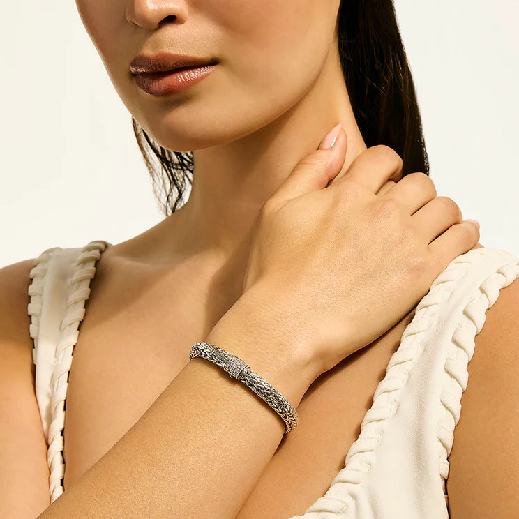 Sterling Silver and Diamond 6.5MM Icon Chain Bracelet