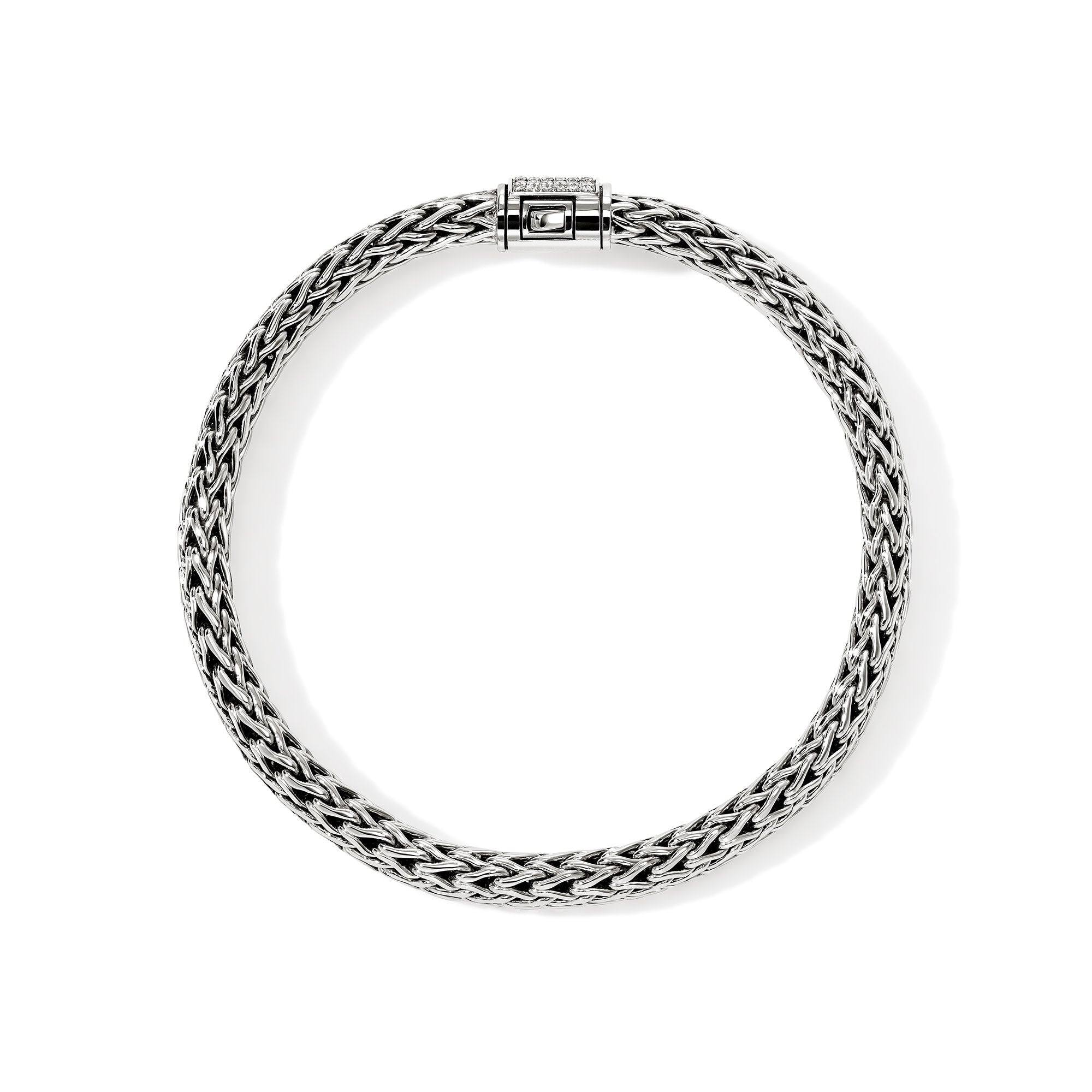 John Hardy Sterling Silver Icon Bracelet with Pave Diamonds, 6.5mm