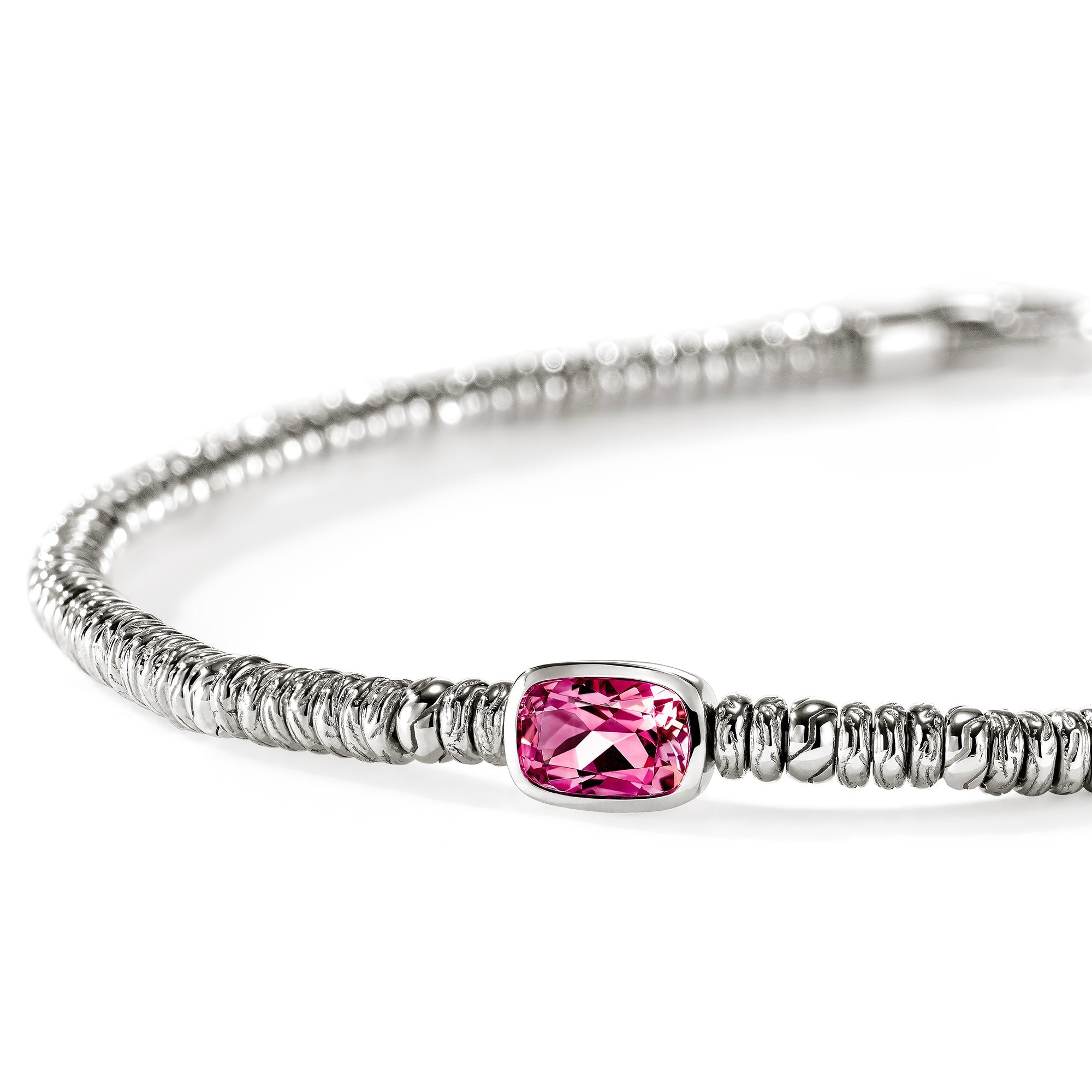 John Hardy Sterling Silver Rondel Bracelet with Rhodolite, 2.5mm