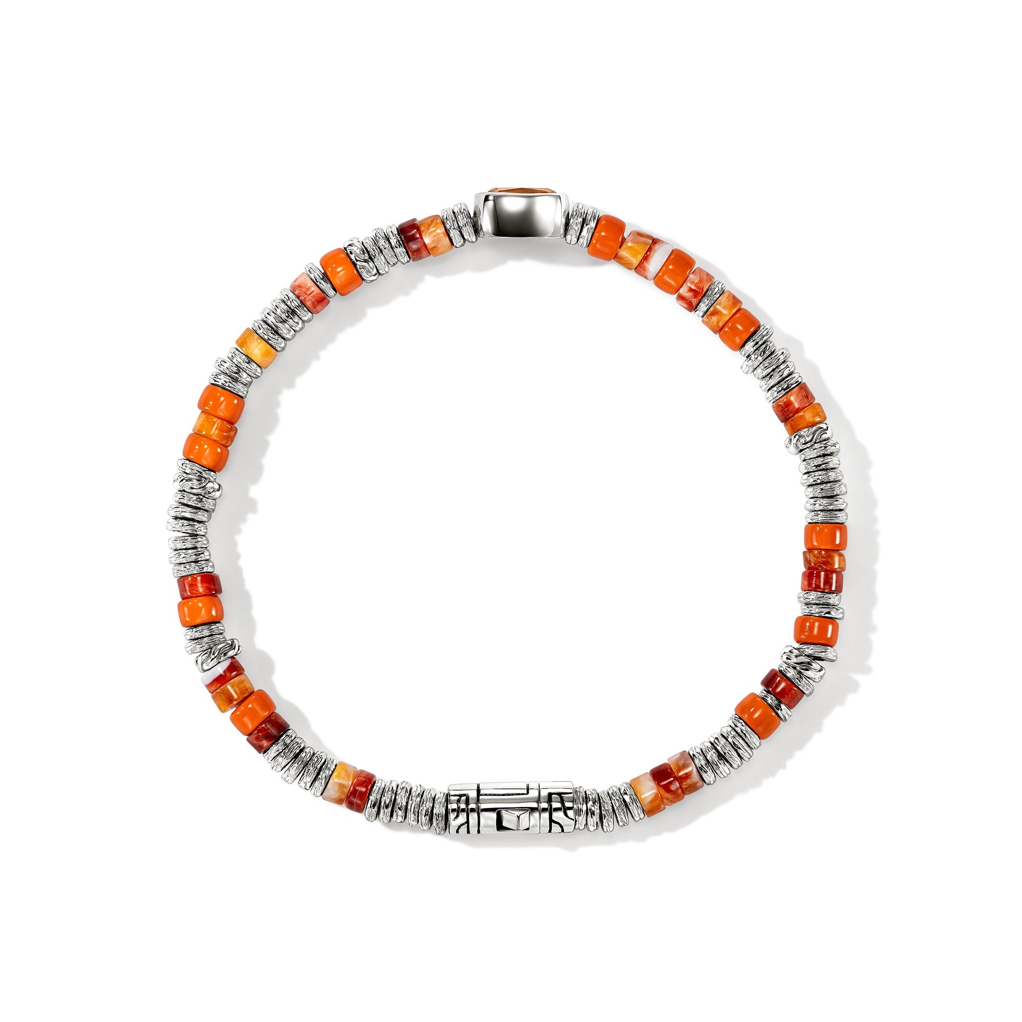 Overhead view of the John Hardy Heishi orange citrine bracelet