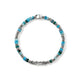 Overhead view of the John Hardy Heishi Swiss blue topaz bracelet