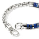 Close-up of lapis lazuli beads and sterling silver box chain