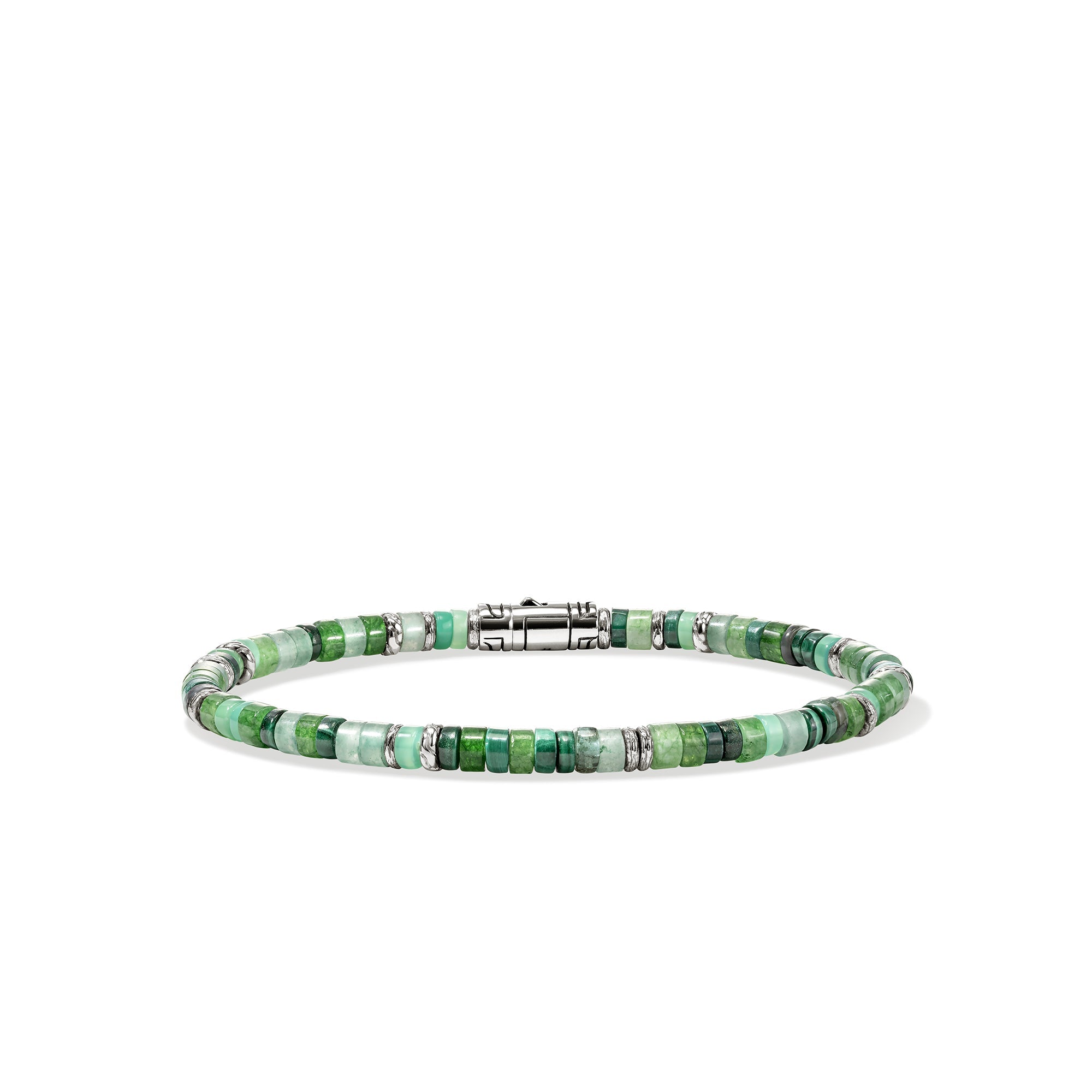 Back view of the John Hardy Heishi emerald and hardstone bracelet