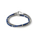 Men's Sterling Silver Heishi Chain and Lapis Lazuli Wrap Bracelet