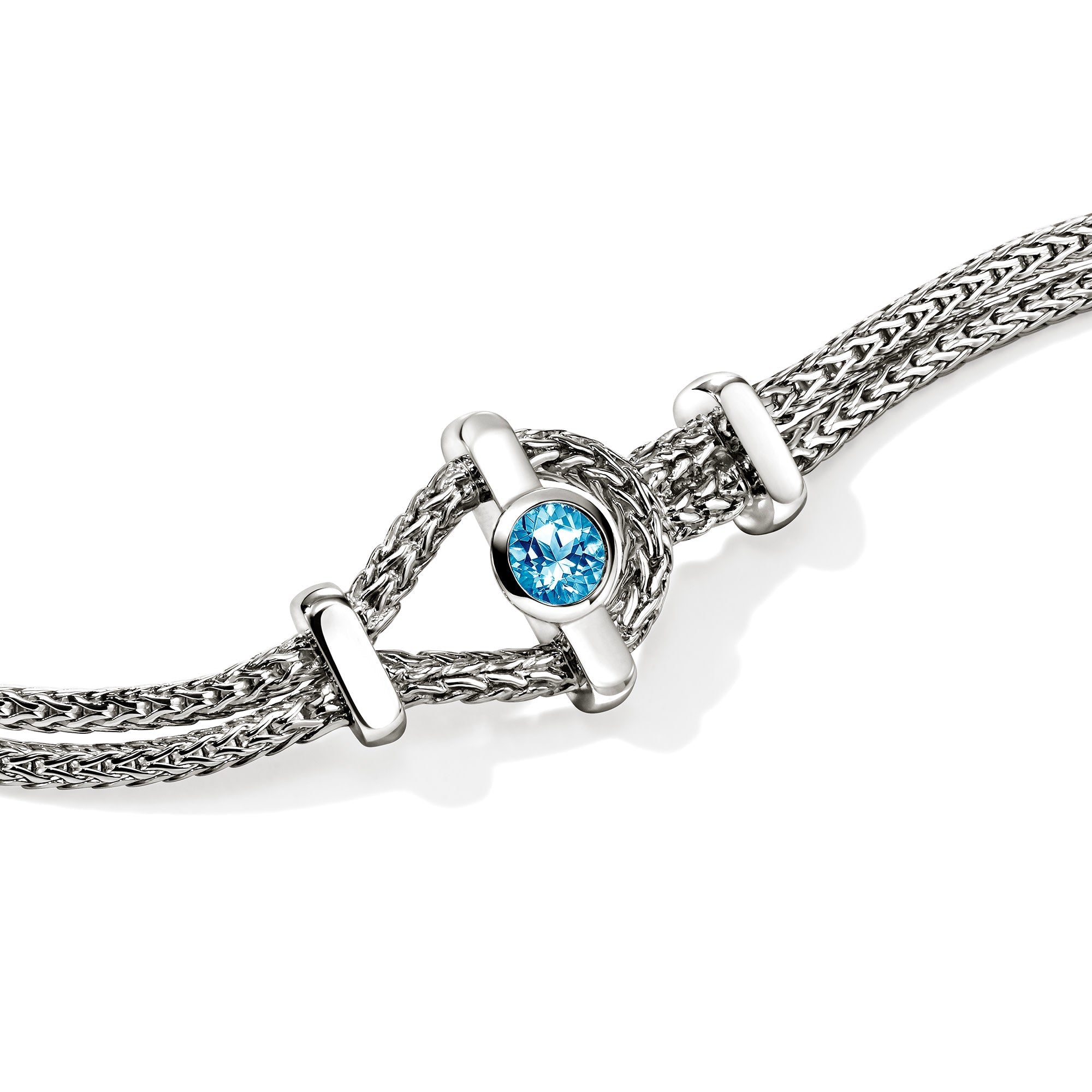 John Hardy Sterling Silver Icon Station Bracelet with Treated Swiss Blue Topaz, 3.6mm