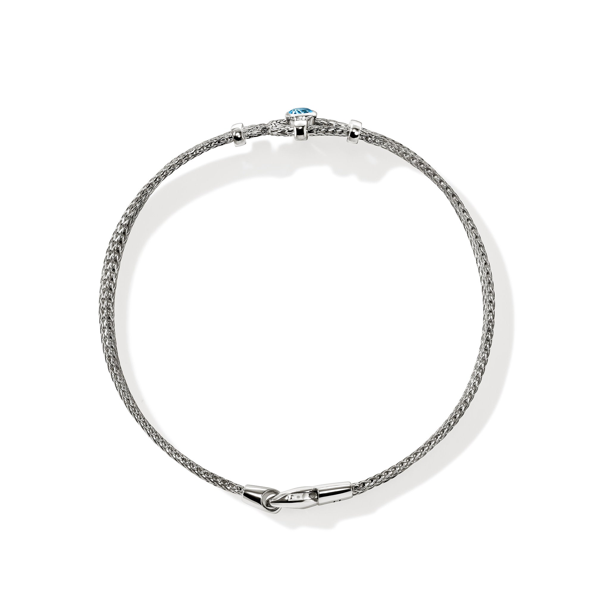 John Hardy Sterling Silver Icon Station Bracelet with Treated Swiss Blue Topaz, 3.6mm