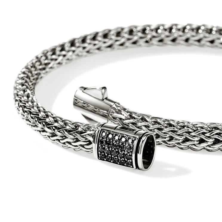Sterling Silver and Treated Black Sapphire Icon Chain Bracelet
