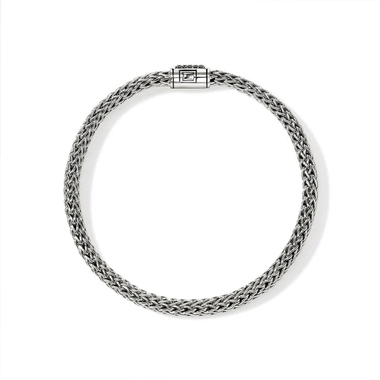 Sterling Silver and Treated Black Sapphire Icon Chain Bracelet