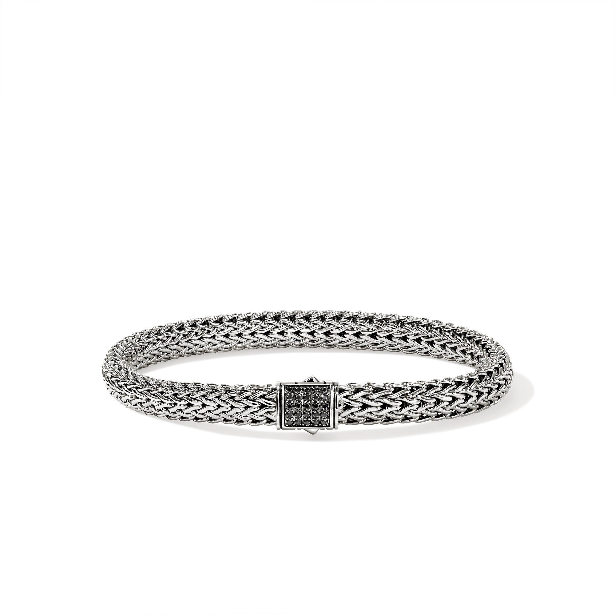 John Hardy Sterling Silver Icon Bracelet with Treated Black Sapphire, 6.5mm