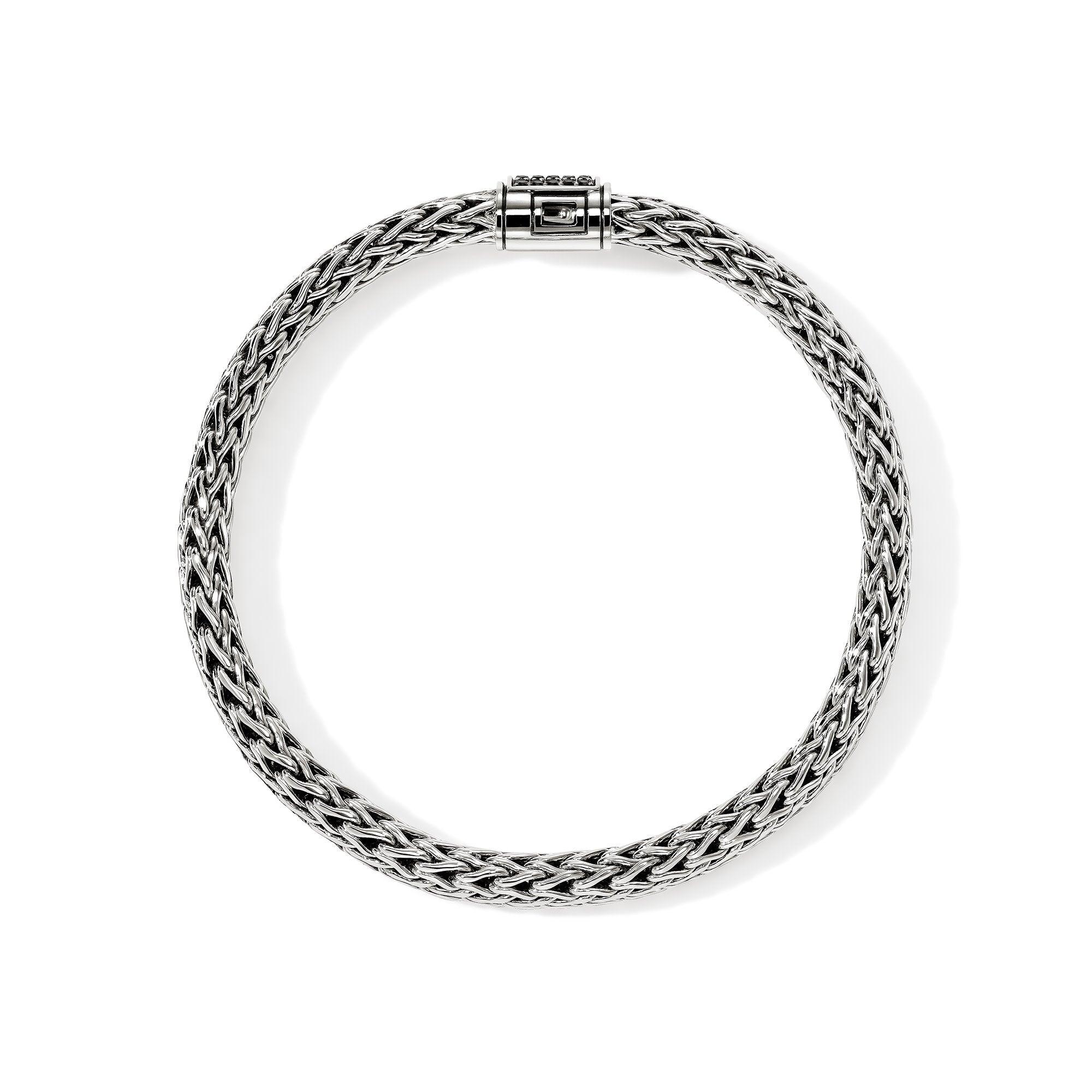 John Hardy Sterling Silver Icon Bracelet with Treated Black Sapphire, 6.5mm