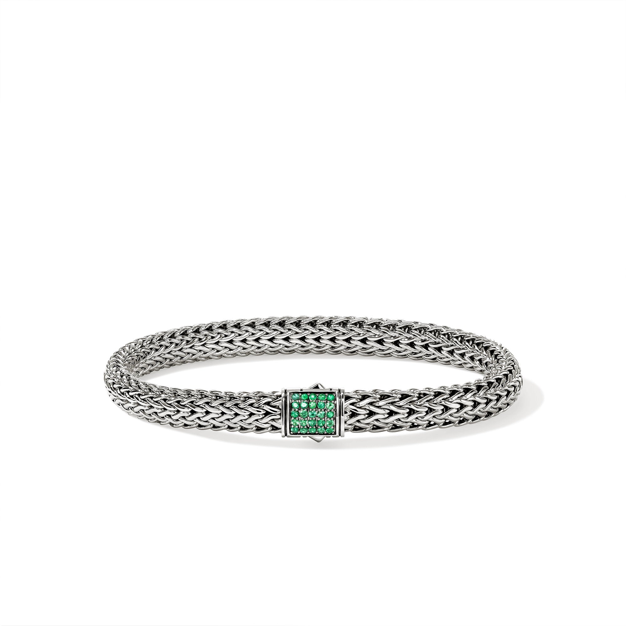 John Hardy Sterling Silver Icon Bracelet with Emerald, 6.5mm
