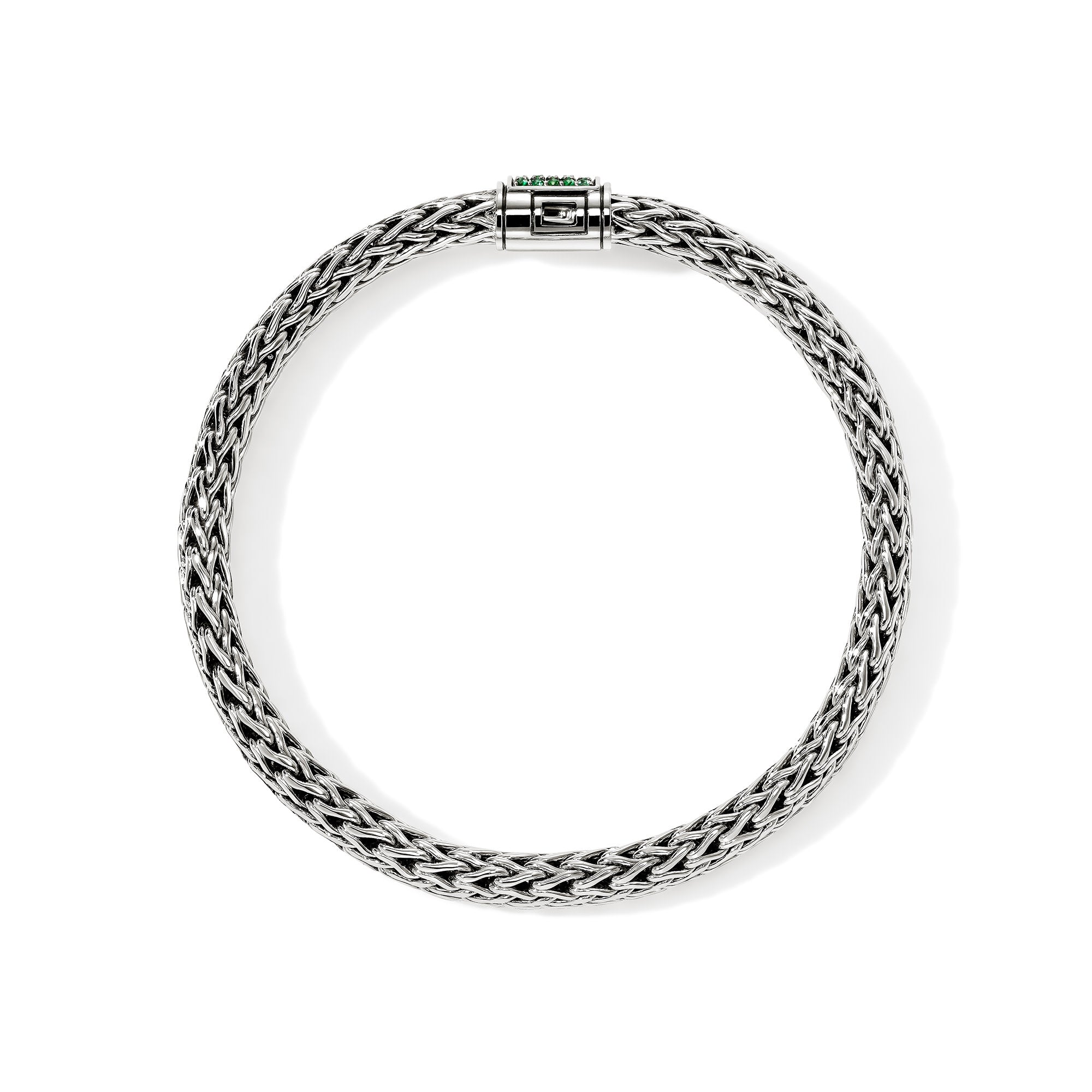 John Hardy Sterling Silver Icon Bracelet with Emerald, 6.5mm