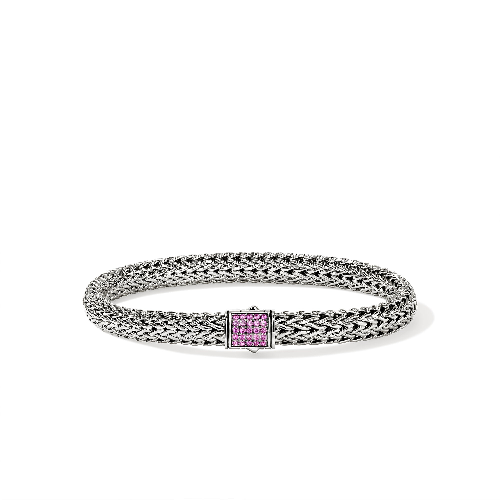 John Hardy Sterling Silver Icon Bracelet with Pink Sapphire, 6.5mm