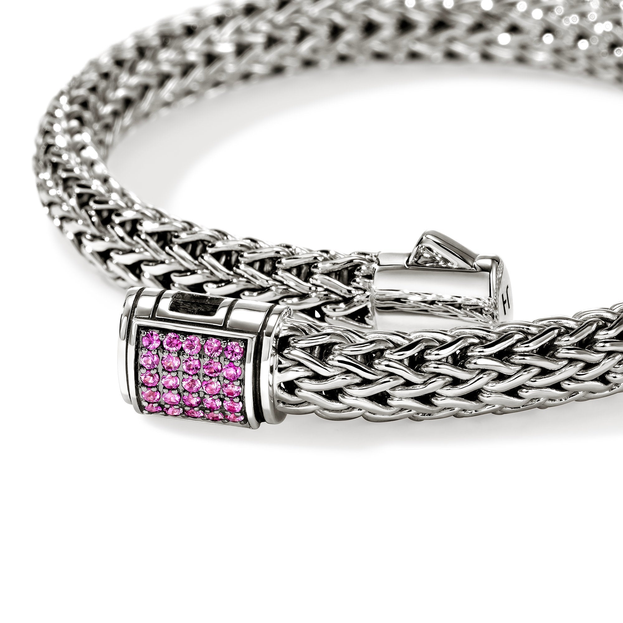 John Hardy Sterling Silver Icon Bracelet with Pink Sapphire, 6.5mm