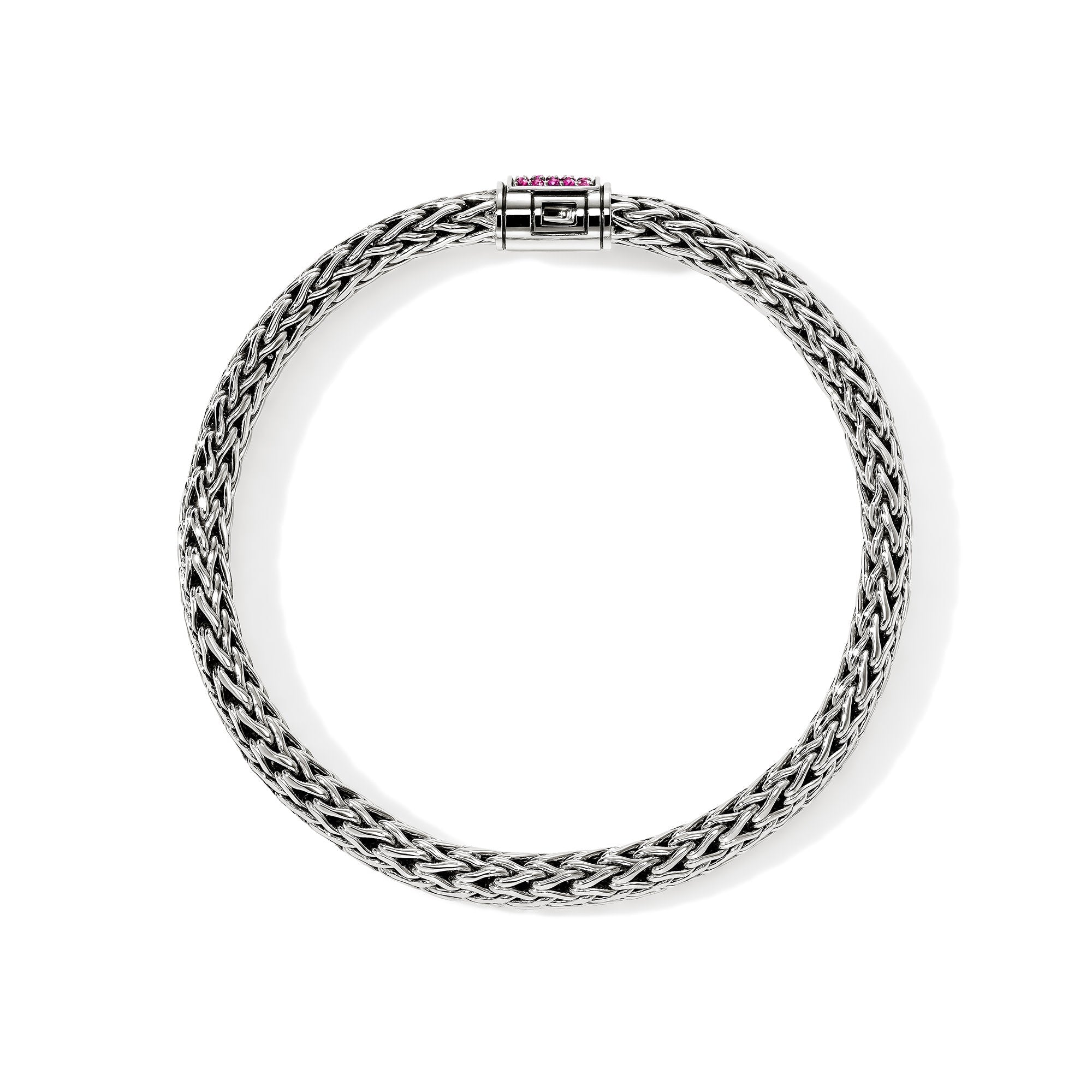 John Hardy Sterling Silver Icon Bracelet with Pink Sapphire, 6.5mm