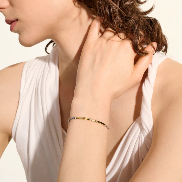 Sterling Silver and Yellow Gold 2.5MM Bar Bracelet