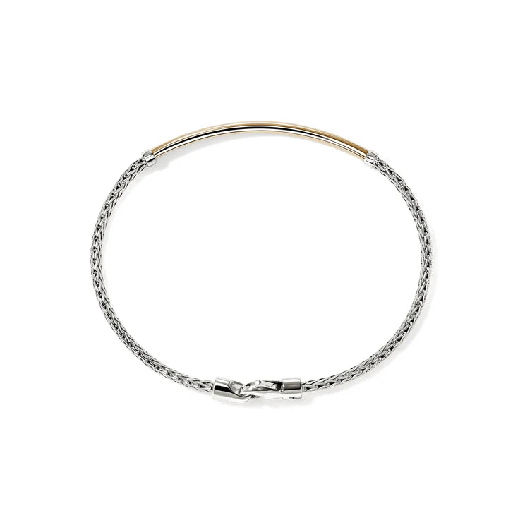 Sterling Silver and Yellow Gold 2.5MM Bar Bracelet