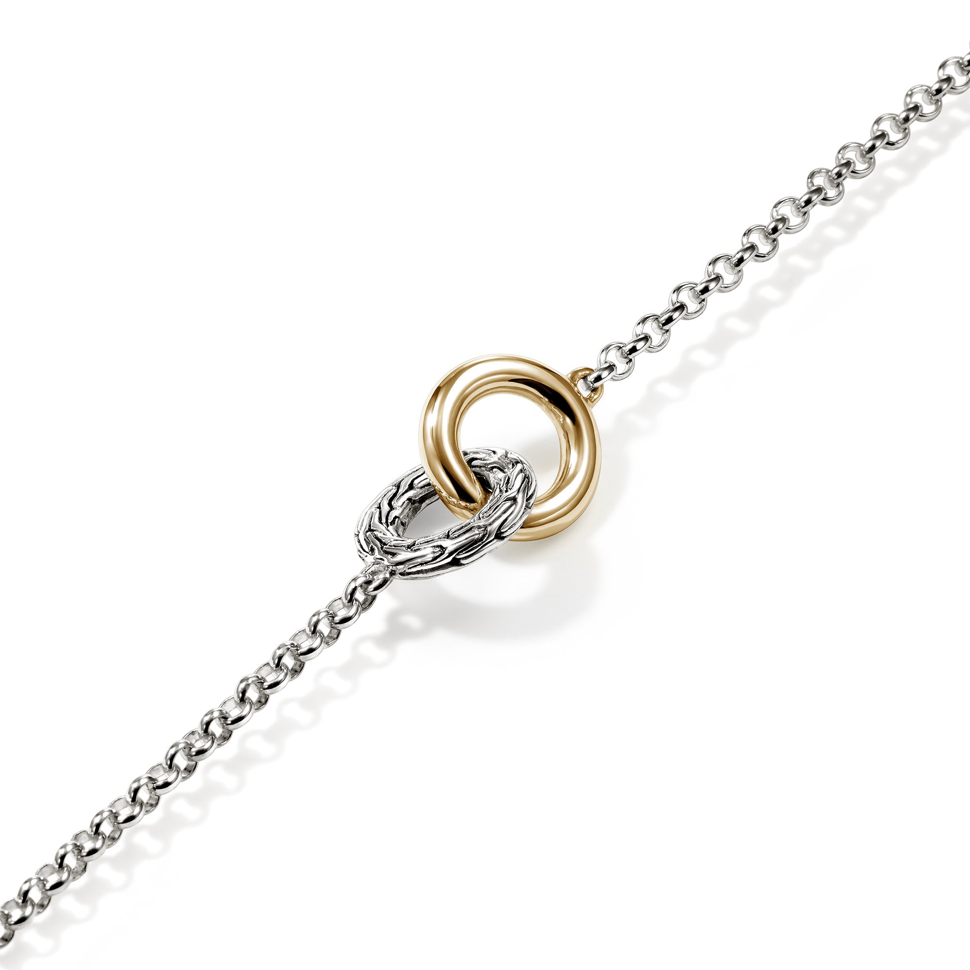 John Hardy Yellow Gold and Sterling Silver Interlinking Circle Bracelet