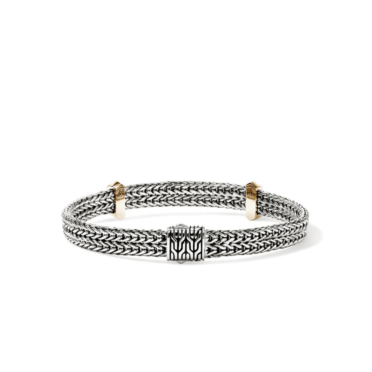 Sterling Silver Icon Link Bracelet with Gold Accents