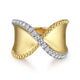 Yellow Gold Bujukan and Diamond Wide Band X Ring