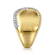 Yellow Gold Bujukan and Diamond Wide Band X Ring