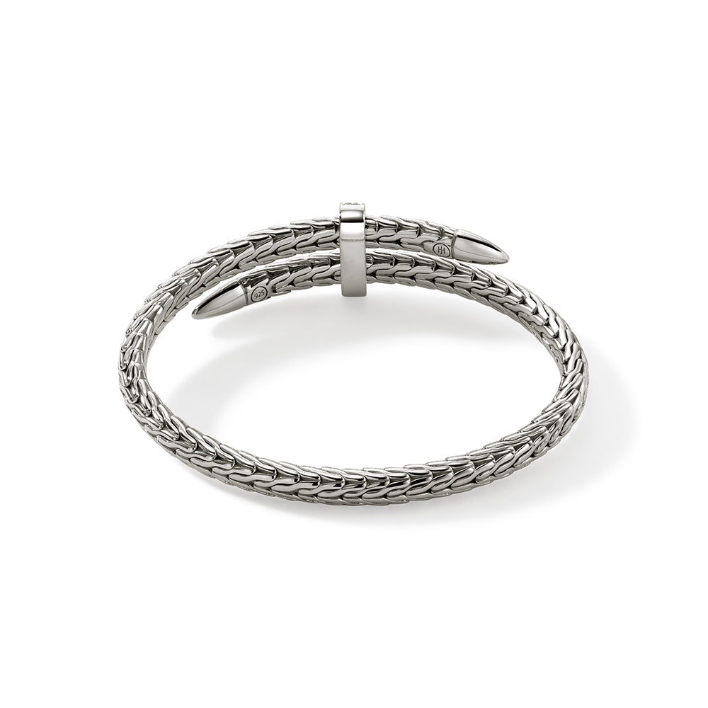 John Hardy Sterling Silver Spear Bracelet with Pave Diamonds, 5.5mm
