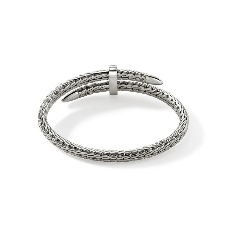 Sterling Silver and Pave Diamond Spear Flex Cuff