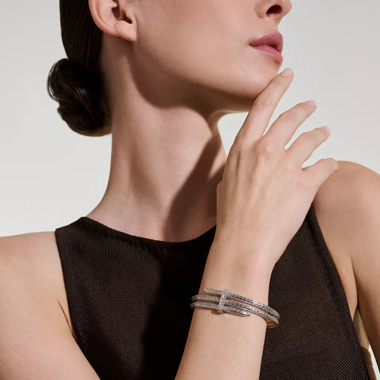 Sterling Silver and Diamond Spear Triple Flex Cuff Bracelet