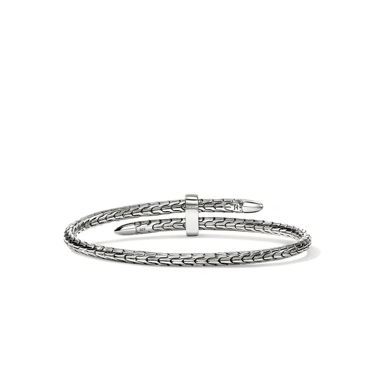 Sterling Silver and Black Sapphire Spear Flex Cuff Bracelet