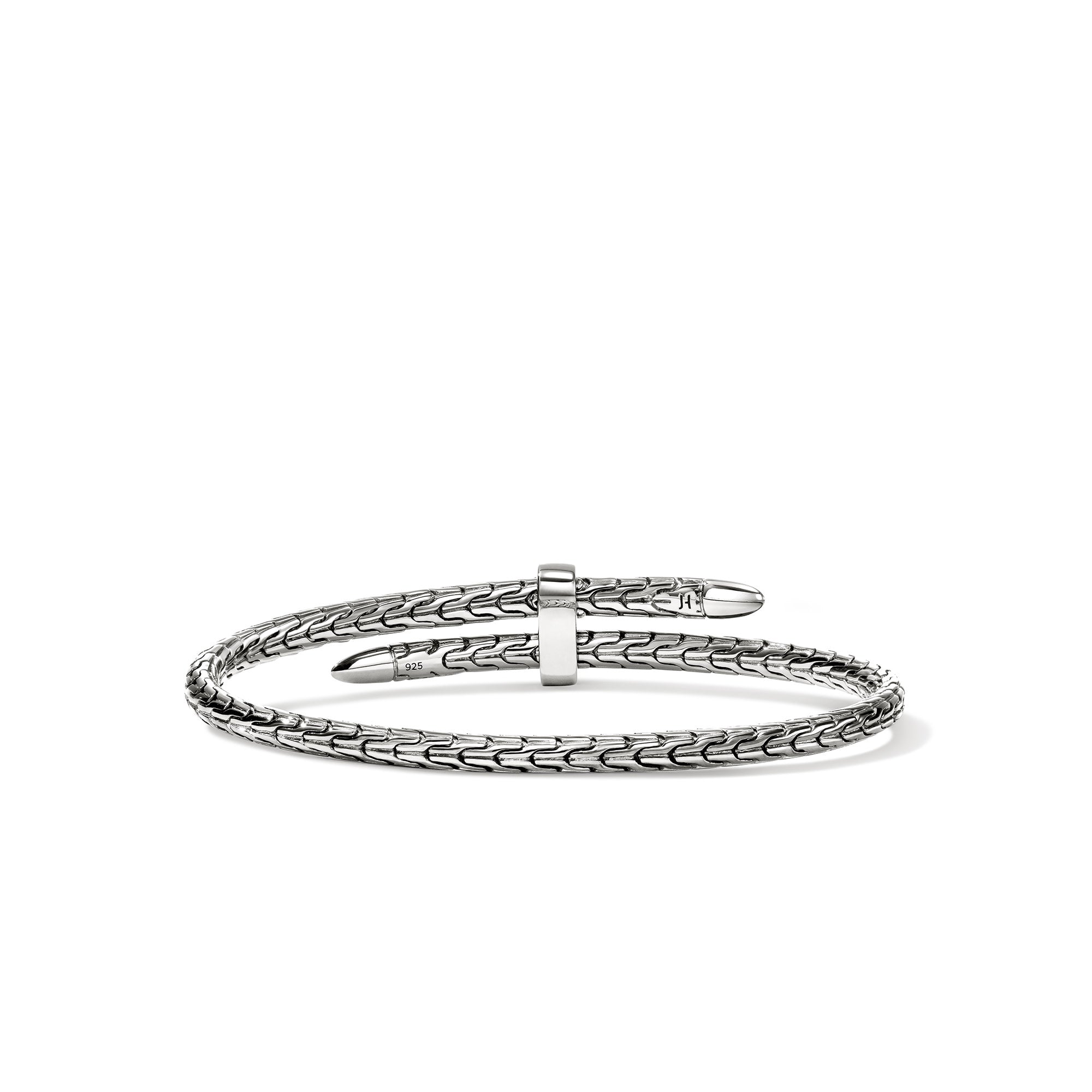 John Hardy Sterling Silver Spear Bypass Cuff Bracelet with Blue Sapphire, 4mm